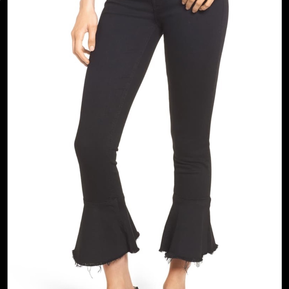 Mother denim Cha Cha Fray Flare Crop Jeans